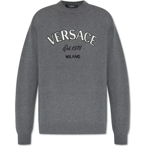 Sweater with logo , male, Sizes: M, L - Versace - Modalova