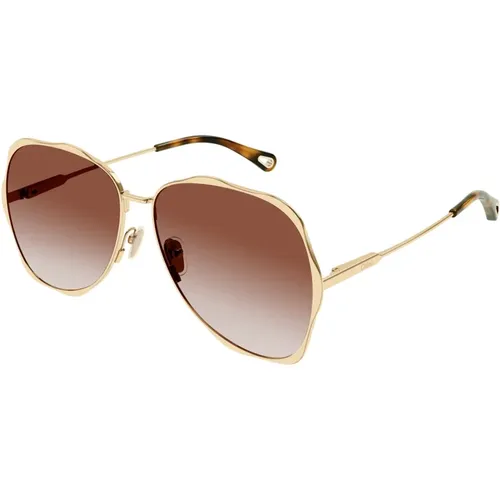 Sunglasses,Gold Gradient Grüne Sonnenbrille,Gold/Grau Sonnenbrille - Chloé - Modalova
