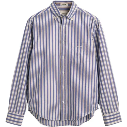 Blaues Oxford Langarmhemd , Herren, Größe: XL - Gant - Modalova