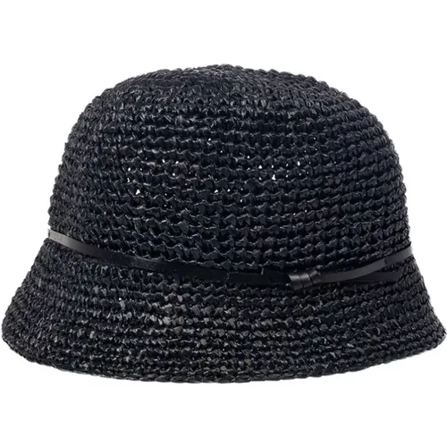 Chic Italian Hat with Genuine Leather Detail , female, Sizes: ONE SIZE - Le Tricot Perugia - Modalova