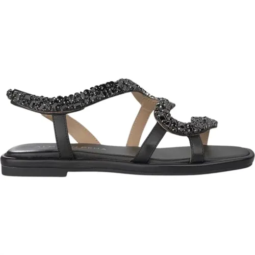 Snake Embellished Square Toe Sandal , female, Sizes: 6 UK, 8 UK - Alma en Pena - Modalova