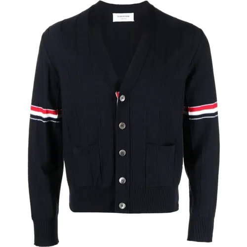 RWB Stripe V-neck Cardigan , male, Sizes: M, XL, S, 2XL, L - Thom Browne - Modalova