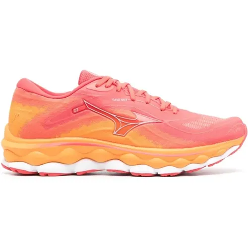 Coral Pink Knit Sneakers , male, Sizes: 7 1/2 UK, 10 1/2 UK - Mizuno - Modalova