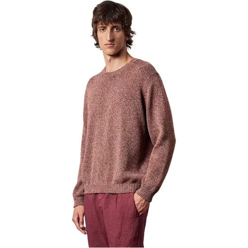 Cotton/Linen Moulinè Crew Neck Sweater , Herren, Größe: M - Massimo Alba - Modalova