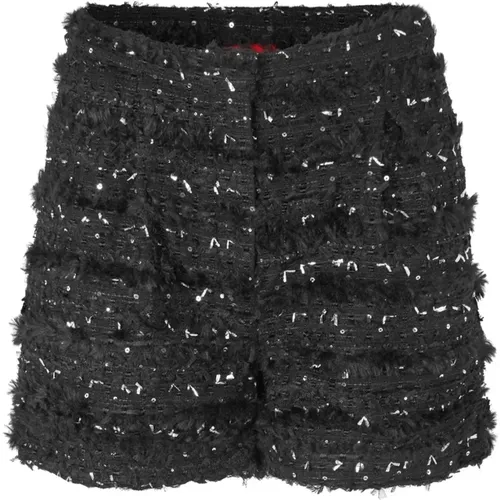 Ausgefranste Band Shorts Schwarz , Damen, Größe: M - Cras - Modalova