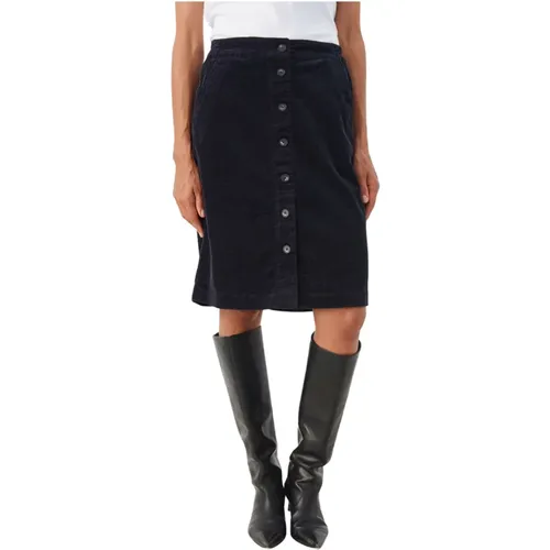 Dark Navy Ribbed Midi Skirt , female, Sizes: XS, L, M, S - Part Two - Modalova
