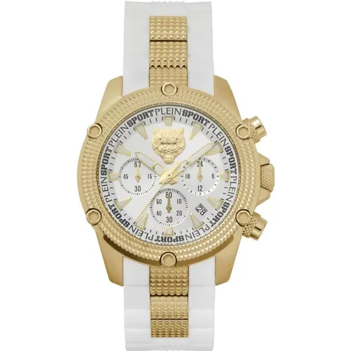 Hurricane Chrono Golden White Watch , female, Sizes: ONE SIZE - Plein Sport - Modalova