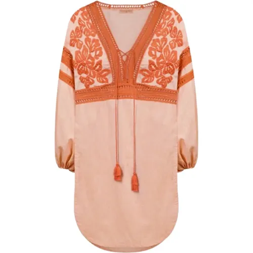 Linen Beachwear Dress with Embroidery , female, Sizes: M, S, XS - Ermanno Scervino - Modalova