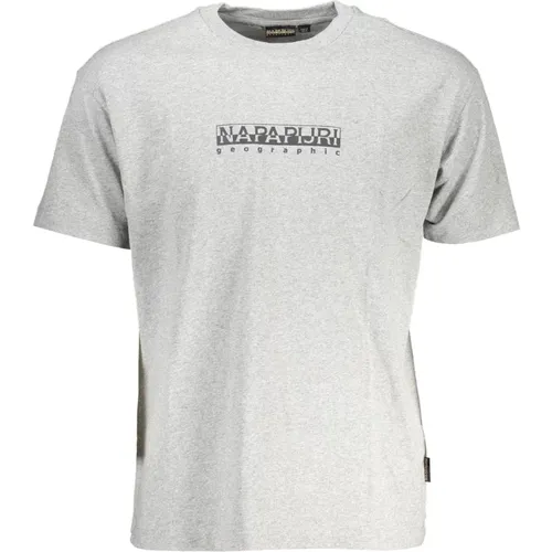 Graues Logo T-Shirt , Herren, Größe: L - Napapijri - Modalova