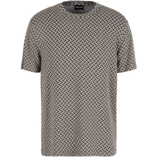 Geometric Print T-shirt Red , male, Sizes: XL, L, M - Giorgio Armani - Modalova