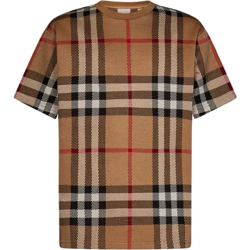 T-Shirt with Jacquard Motif , male, Sizes: XL - Burberry - Modalova