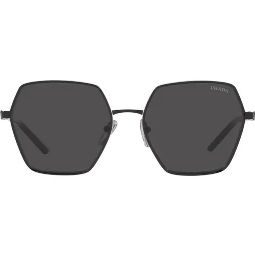 Quadratische Metall-Sonnenbrille mit dunkelgrauen Gläsern - Prada - Modalova
