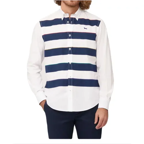White Striped Cotton Shirt , male, Sizes: 4XL, 2XL, S, L, M, XL - Harmont & Blaine - Modalova
