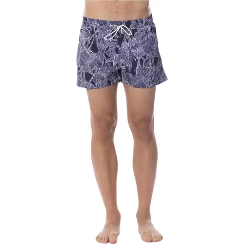 Blue Printed Swimsuit Men Style , male, Sizes: 3XL, 2XL, 4XL - Roberto Cavalli - Modalova