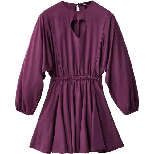 Bordeaux Kleid mit Langen Ärmeln - Desigual - Modalova