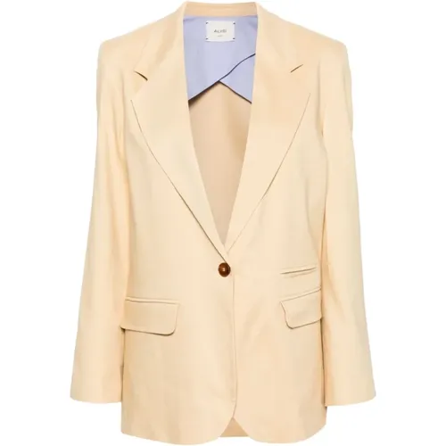Linen Blend Jacket , female, Sizes: M - Alysi - Modalova