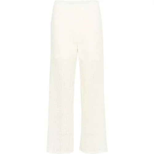 Elegant Lace 7/8 Pants Snow , female, Sizes: 3XL, L, XS, M - Cream - Modalova