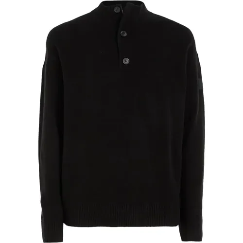 Schwarzer Pullover Button Q , Herren, Größe: M - Calvin Klein - Modalova