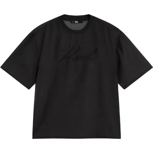 Organza Signature Oversized T-shirt , Damen, Größe: S - Karl Lagerfeld - Modalova