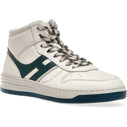 And Green High-Top Leather Sneakers - Size 40 , male, Sizes: 8 1/2 UK, 10 UK - Hogan - Modalova