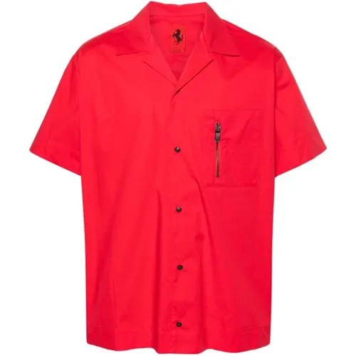 Poplin Shirt with Tape Detailing , male, Sizes: L, M, S - Ferrari - Modalova