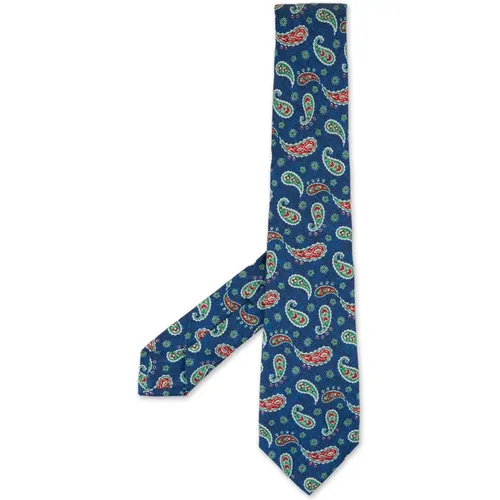 Blue Silk Paisley Pattern Tie , male, Sizes: ONE SIZE - Kiton - Modalova