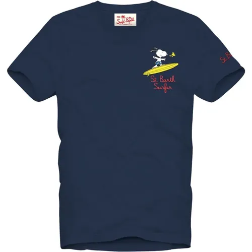 Snoopy Surfer T-Shirt , Herren, Größe: L - MC2 Saint Barth - Modalova