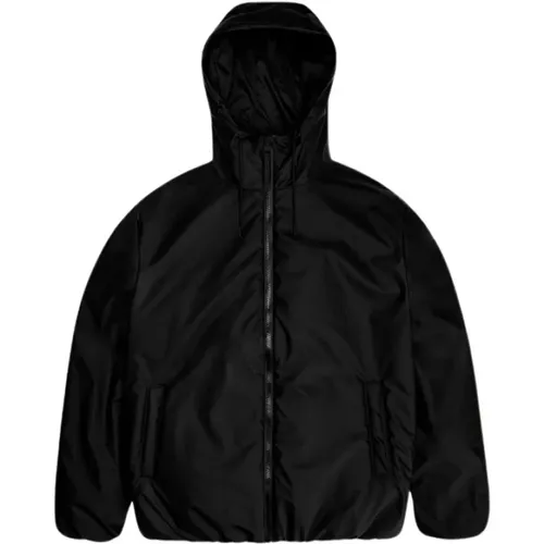 Wasserdichte Schwarze Jacke mit Verstellbarer Kapuze , Herren, Größe: S - Rains - Modalova