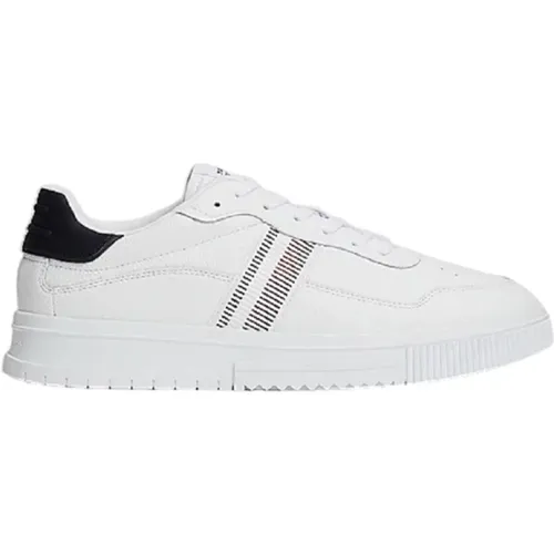 Weiße Low-Top-Ledersneaker - Tommy Hilfiger - Modalova