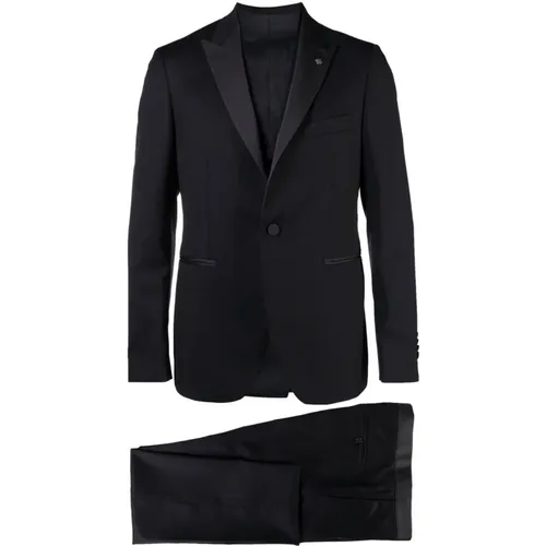 Mitternachtsblaues dreiteiliges Smoking-Anzug , Herren, Größe: 2XL - Tagliatore - Modalova