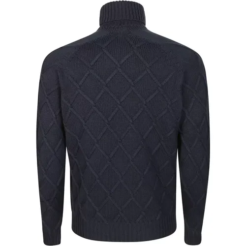 High Neck Braided Diamond Pattern Sweater , male, Sizes: XL - Drumohr - Modalova
