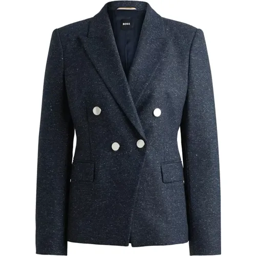 Slim Fit Wool Blend Double-Breasted Jacket , female, Sizes: XL - Hugo Boss - Modalova