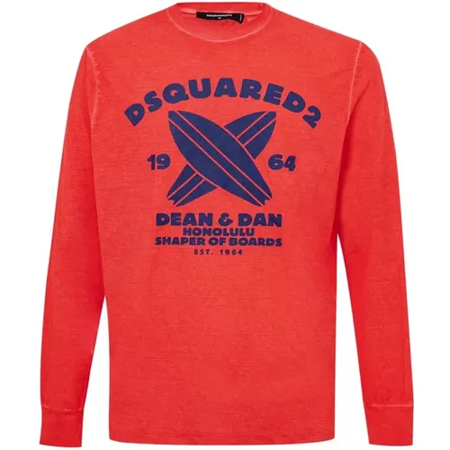 Rotes Baumwoll-T-Shirt Dsquared2 - Dsquared2 - Modalova