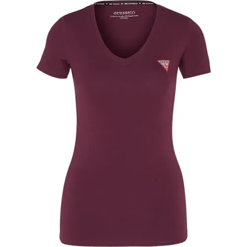 Kultiges Stretch T-Shirt - Violett , Damen, Größe: S - Guess - Modalova