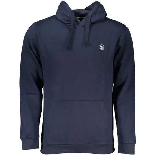 Blauer Baumwoll-Hoodie Sweatshirt Bestickt Logo , Herren, Größe: L - Sergio Tacchini - Modalova
