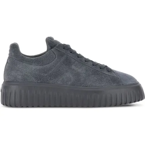 Grey Suede Leather Sneakers Chunky Sole , male, Sizes: 5 UK, 8 UK, 5 1/2 UK, 9 1/2 UK, 6 1/2 UK - Hogan - Modalova