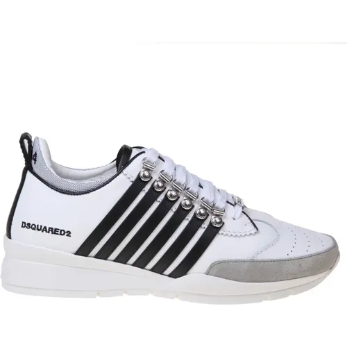White/Black Leather Sneakers Ss24 , male, Sizes: 10 UK, 11 UK, 7 UK, 6 UK, 9 UK, 8 UK - Dsquared2 - Modalova
