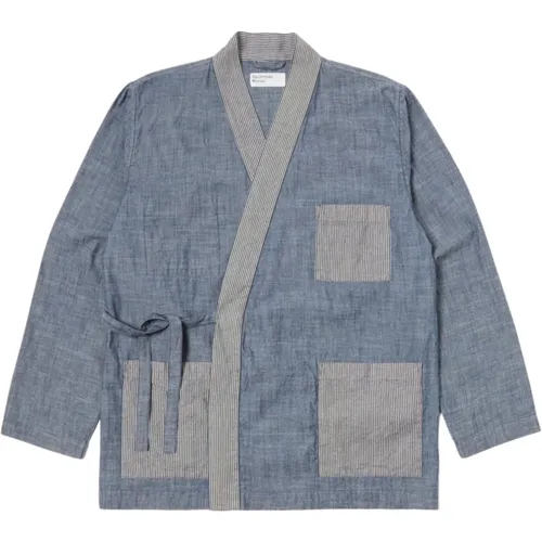 Indigo Patched Kyoto Work Jacket , Herren, Größe: M - Universal Works - Modalova
