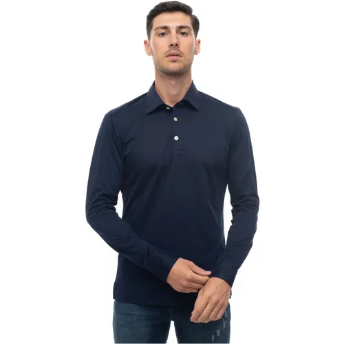 Blaues Langarm-Polo-Shirt,Cornflower Langarm Polo Shirt,Langarm Polo Shirt - Kiton - Modalova