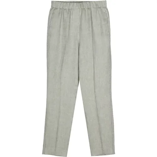 Linen Trousers with Beaded Detail , female, Sizes: 2XL, XL - PESERICO - Modalova