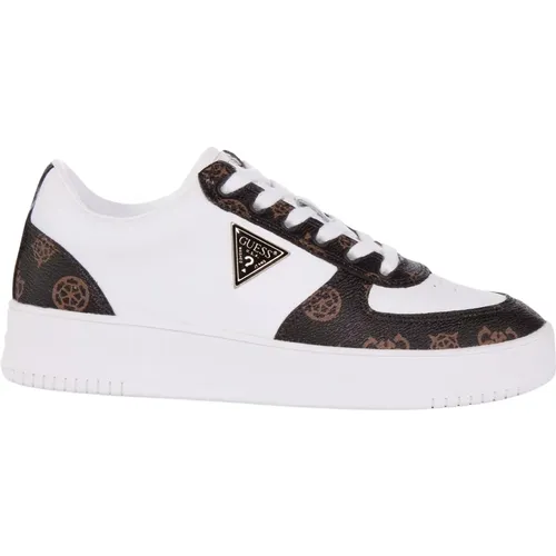 White Basketball Inspired Trainers Women , female, Sizes: 5 UK, 7 UK - Guess - Modalova