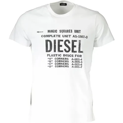 Weies Bedrucktes T-Shirt mit Rundhalsausschnitt - Diesel - Modalova