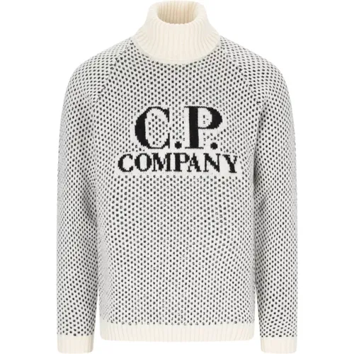 Weiße Sweater mit Logo-Stickerei - C.P. Company - Modalova