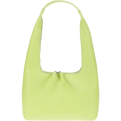 Grüne Leder Reißverschlusstasche , Damen, Größe: ONE Size - Liviana Conti - Modalova