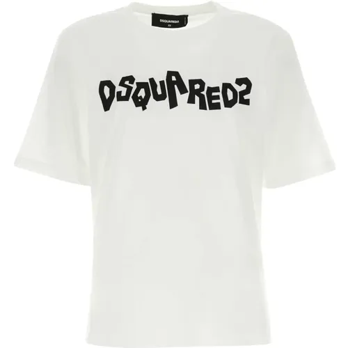 Weiße Baumwoll-T-Shirt,Klassisches T-Shirt - Dsquared2 - Modalova