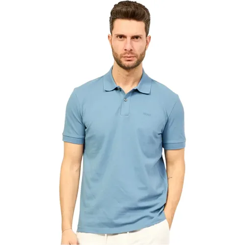 Blaues Pima Baumwoll Polo Shirt , Herren, Größe: S - Hugo Boss - Modalova