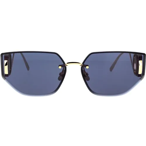 Butterfly Sunglasses with Gold Metal Arms and Blue Lenses , unisex, Sizes: 65 MM - Dior - Modalova