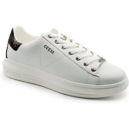 Weiße und braune Ledersneaker , Herren, Größe: 45 EU - Guess - Modalova