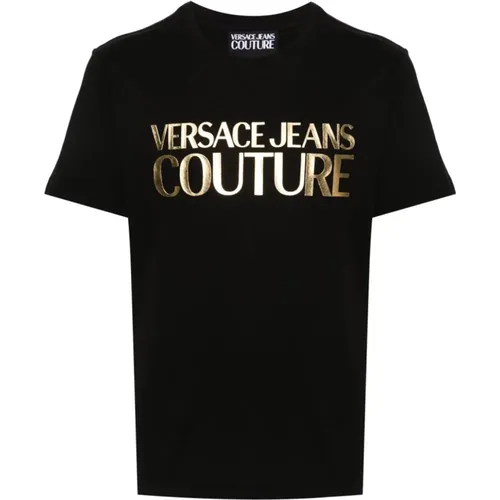 Black Logo T-shirt , male, Sizes: L, M, S, XL - Versace Jeans Couture - Modalova