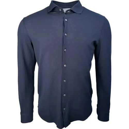 Weiches Pique Shirt, navy, Piqué Hemd Leichter Italienischer Stil - Gran Sasso - Modalova